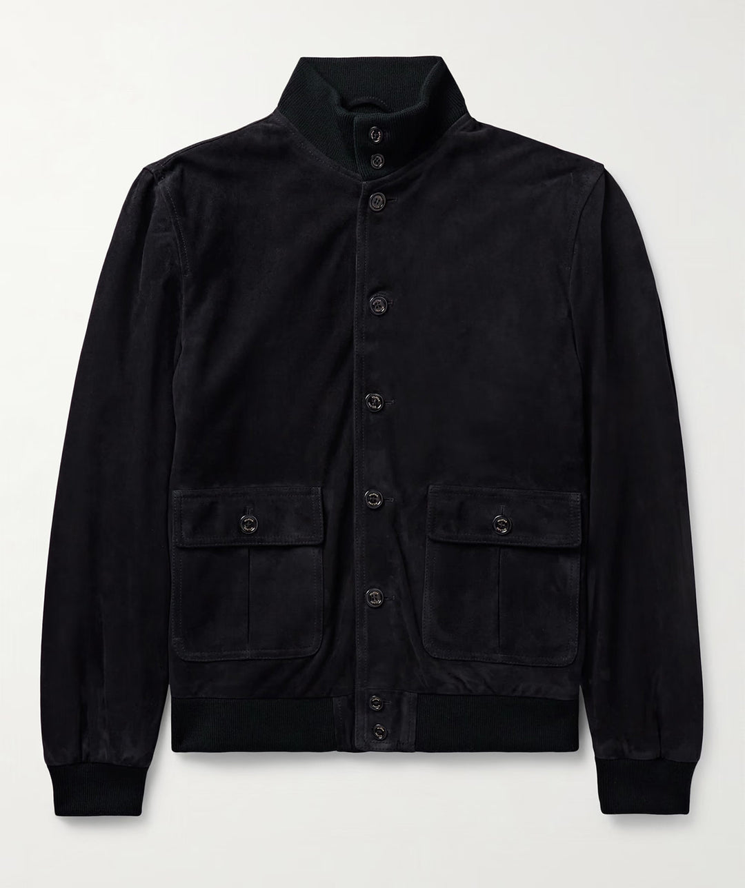 Herren elegante Wildlederjacke mit praktischem Kragen und aufgesetzten Taschen Aliams