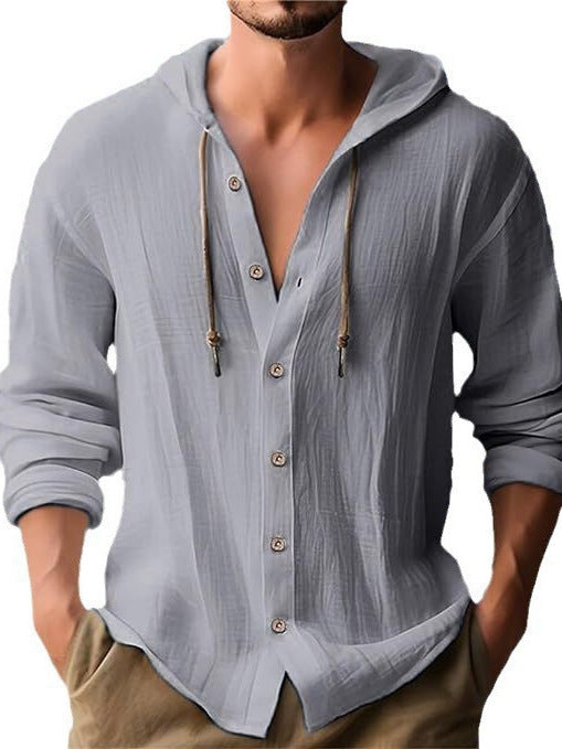 Herren Freizeit-Hemd mit Kapuze und Knopfleiste Aliams