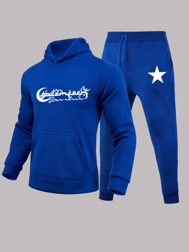Herren Kapuzenpullover und Jogginghose Set mit stylischem Sternenmuster Aliams