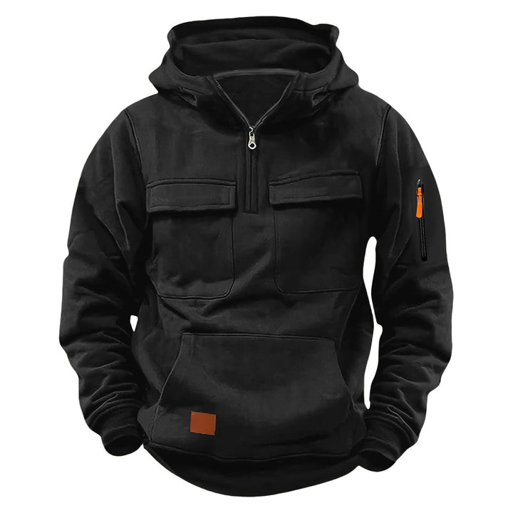 Herren funktionale Kapuzenjacke mit Reißverschluss und praktischen Taschen Aliams