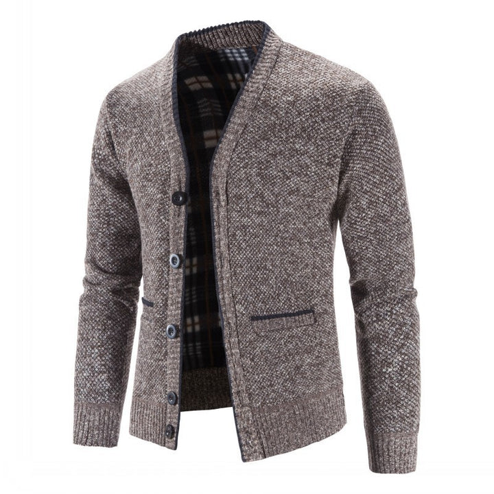 Herren Warm gefütterte Strickjacke mit modischem Schnitt Aliams