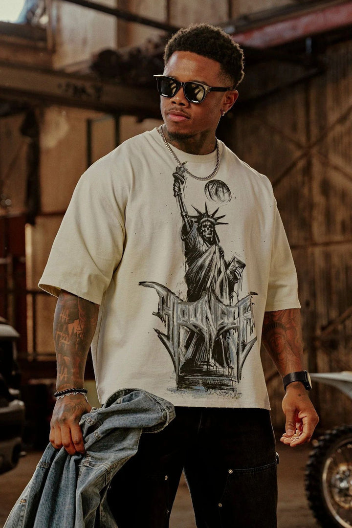 Herren Künstlerische Grafik Übergröße T-Shirt Aliams