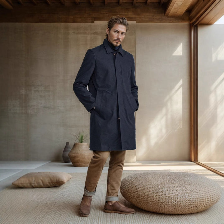 Herren eleganter Mantel mit praktischen Taschen und modernem Kragen Aliams