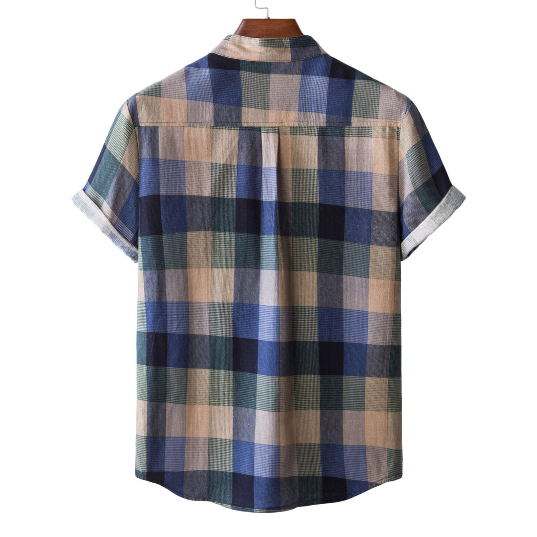 Herren Kurzarmhemd im modernen Karo-Design mit Henley-Ausschnitt und Twillstruktur Aliams