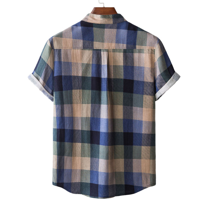 Herren Kurzarmhemd im modernen Karo-Design mit Henley-Ausschnitt und Twillstruktur Aliams