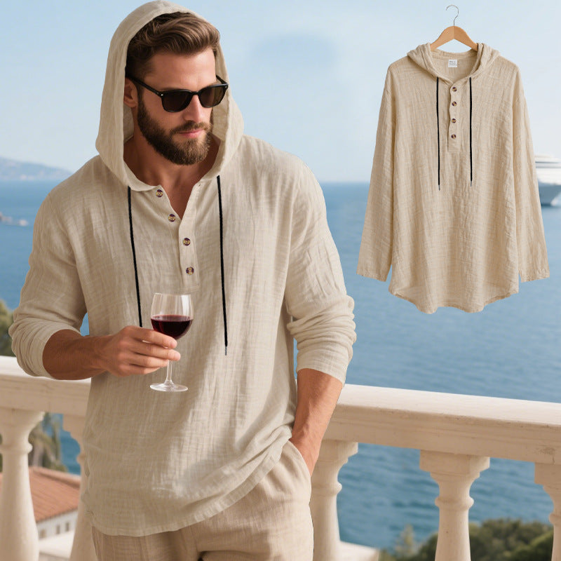 Herren Kapuzenshirt mit Knopfleiste und lässigem Schnitt Aliams