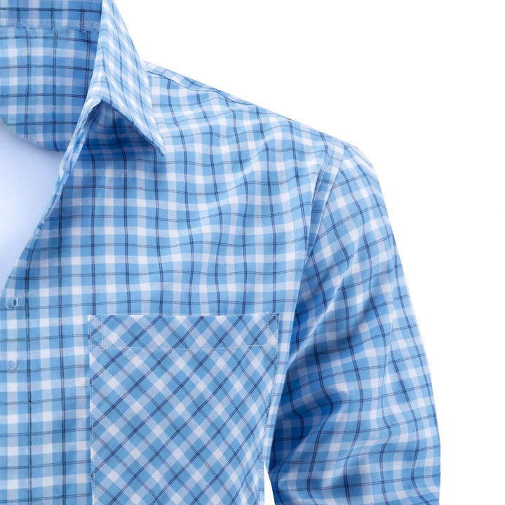 Herren karierter Langarmhemd mit Brusttasche Aliams