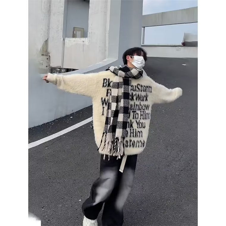 Unisex Oversized Pullover mit kreativem Schriftzug Aliams