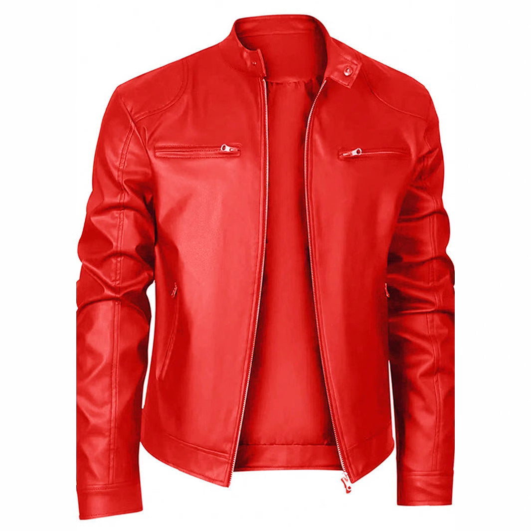 Herren Bikerjacke aus weichem, hochwertigem Leder mit modernem Schnitt und funktionalen Taschen Aliams