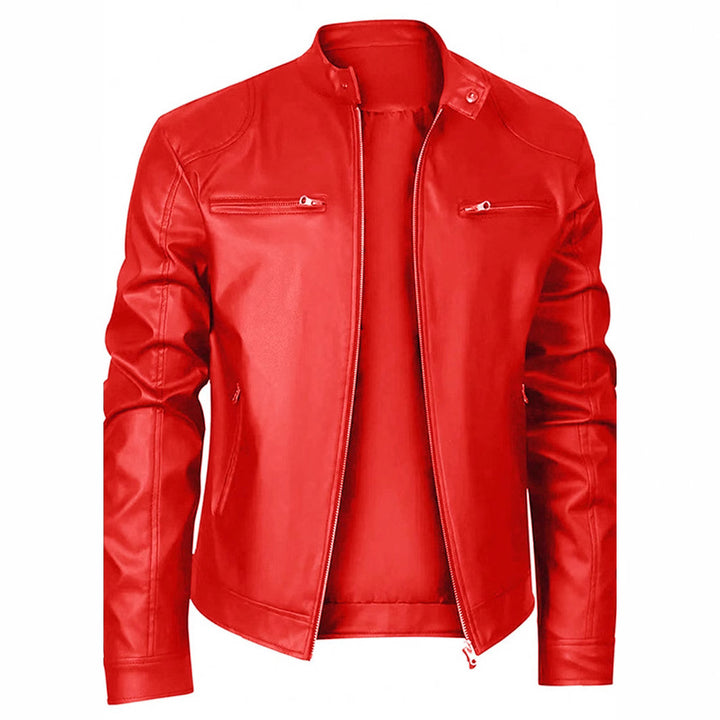 Herren Bikerjacke aus weichem, hochwertigem Leder mit modernem Schnitt und funktionalen Taschen Aliams