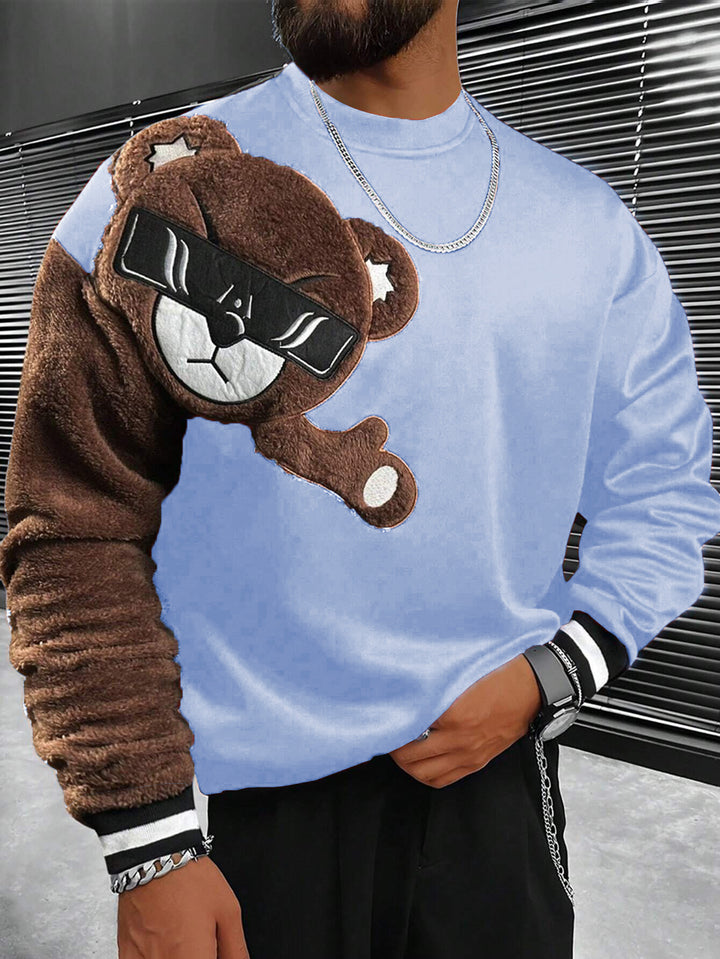 Herren Sweatshirt mit plüschiger Bärenapplikation Aliams