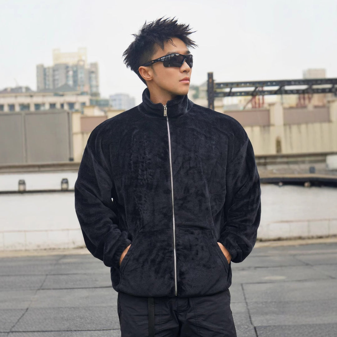 Herren Fleecejacke mit hohem Kragen und weichem Futter Aliams