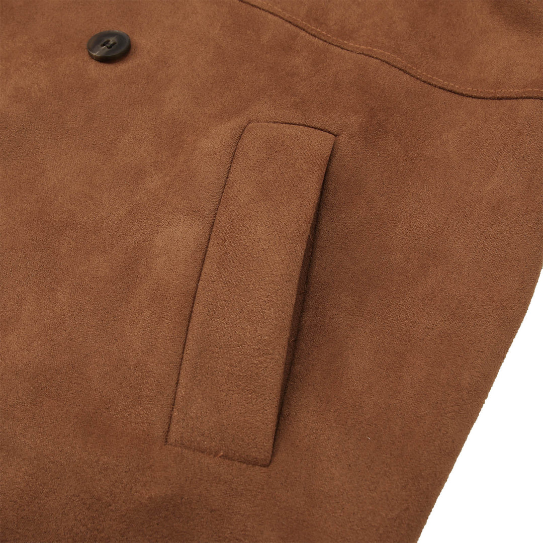Herren Elegante Suede Trenchcoat mit doppelter Knopfleiste und praktischen Taschen Aliams