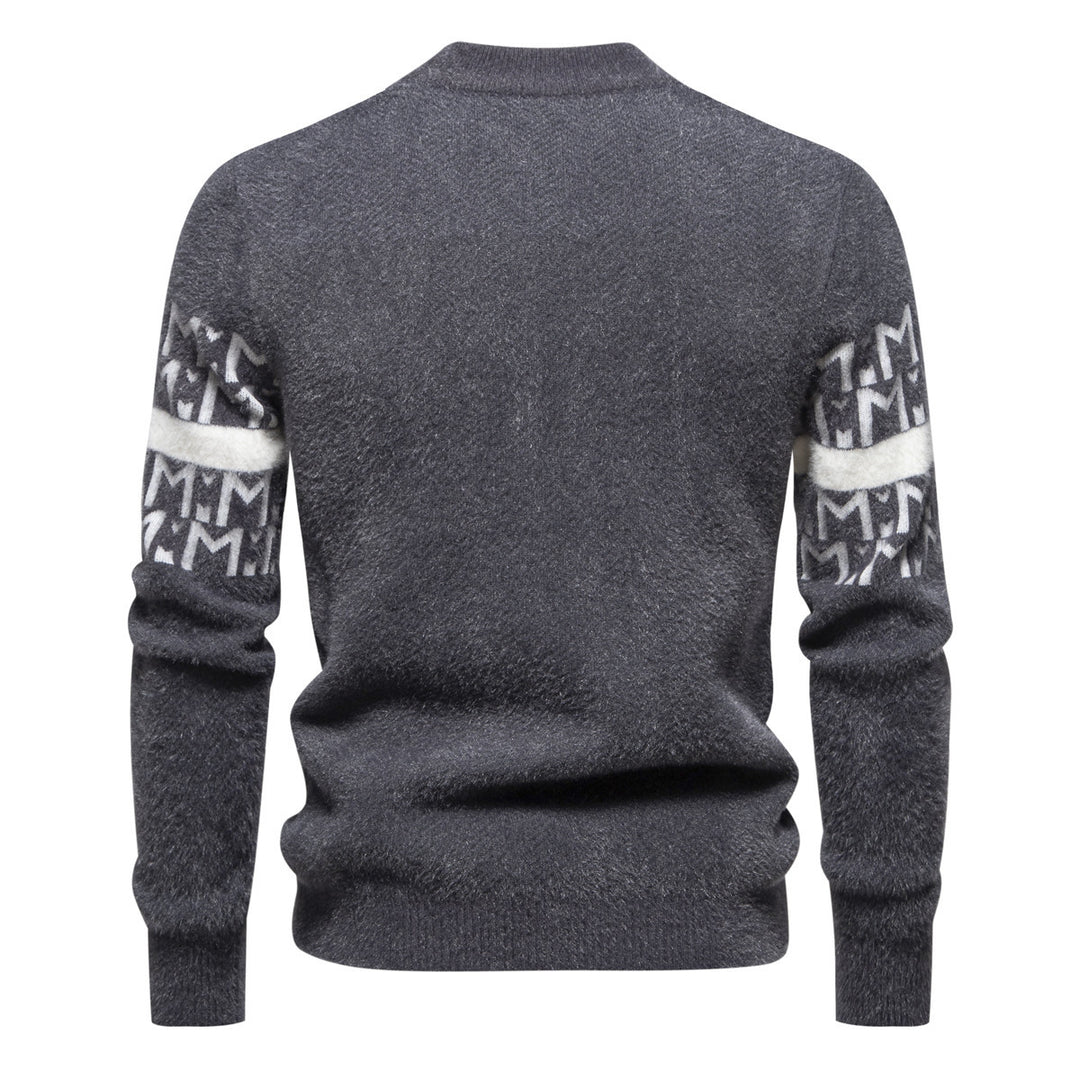 Herren Strickpullover mit modernem Zopfmuster und hohem Stehkragen Aliams