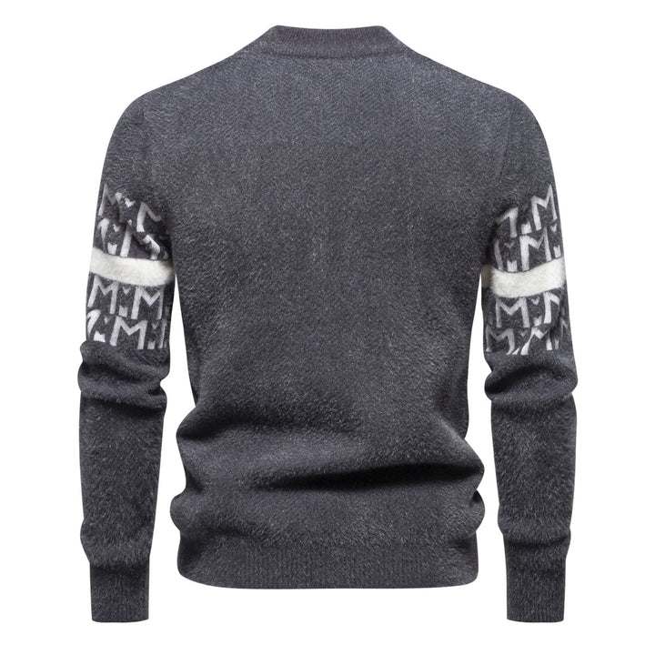 Herren Strickpullover mit modernem Zopfmuster und hohem Stehkragen Aliams