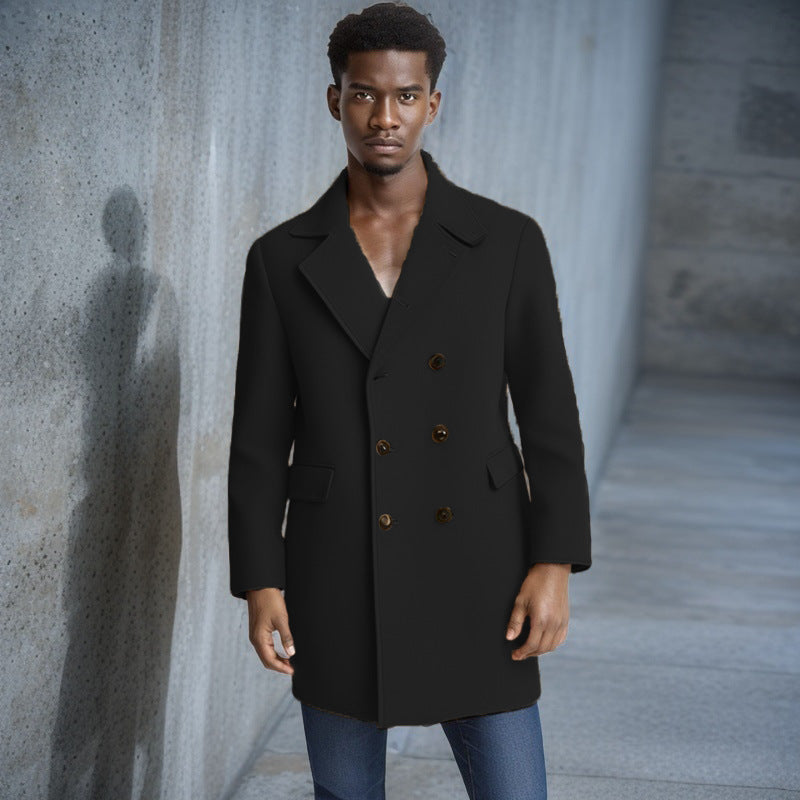 Herren eleganter Doppelreiher-Mantel mit modernem Schnitt und praktischen Taschen Aliams