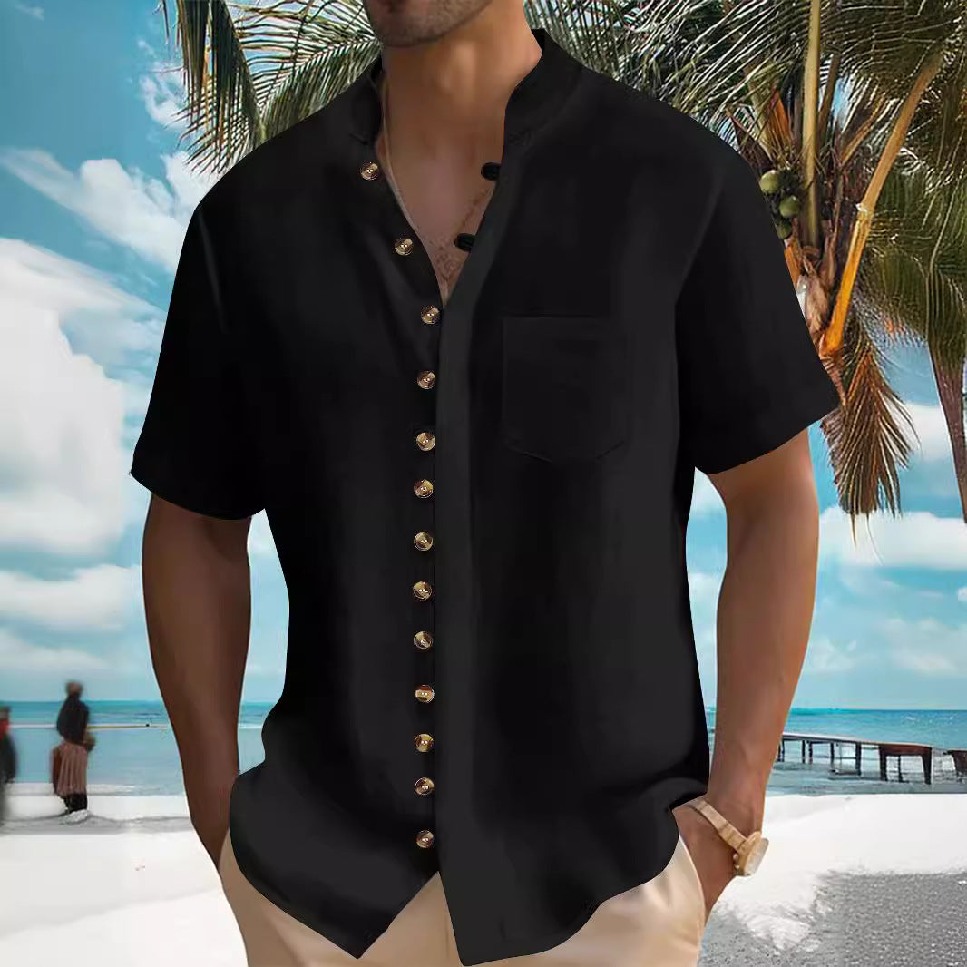 Herren Kurzarm Hemd mit modernem Knopfdesign Aliams