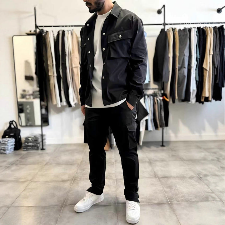 Herren funktionale Freizeitjacke mit Cargo-Hose Set Aliams