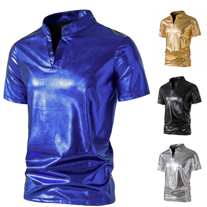 Herren Hochglänzendes Poloshirt mit modernem Stehkragen Aliams