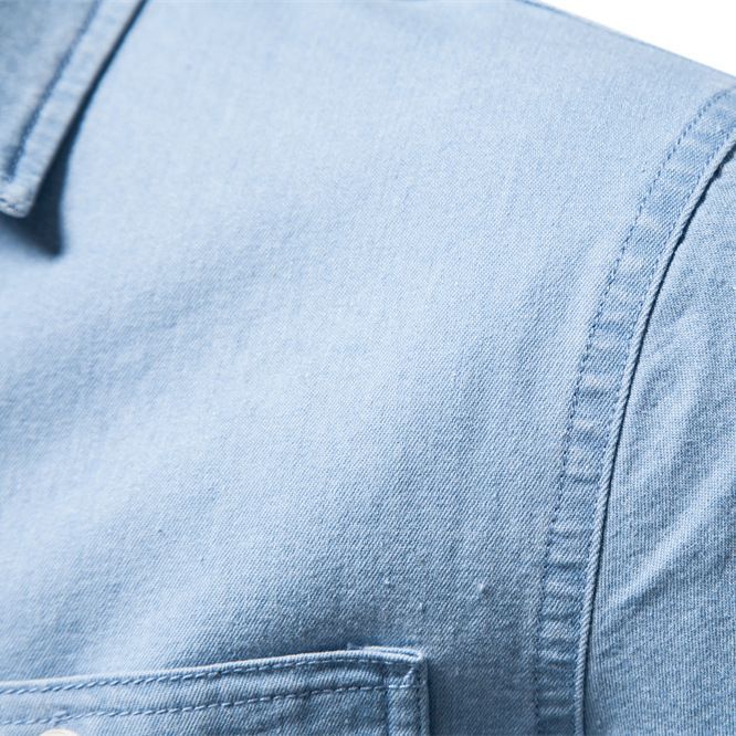 Herren Denim Hemd mit doppelten Brusttaschen und klassischem Kragen Aliams