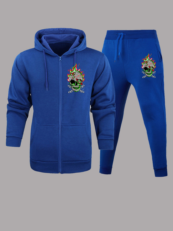 Herren Kapuzenset mit kreativem Totenkopf-Motiv Aliams