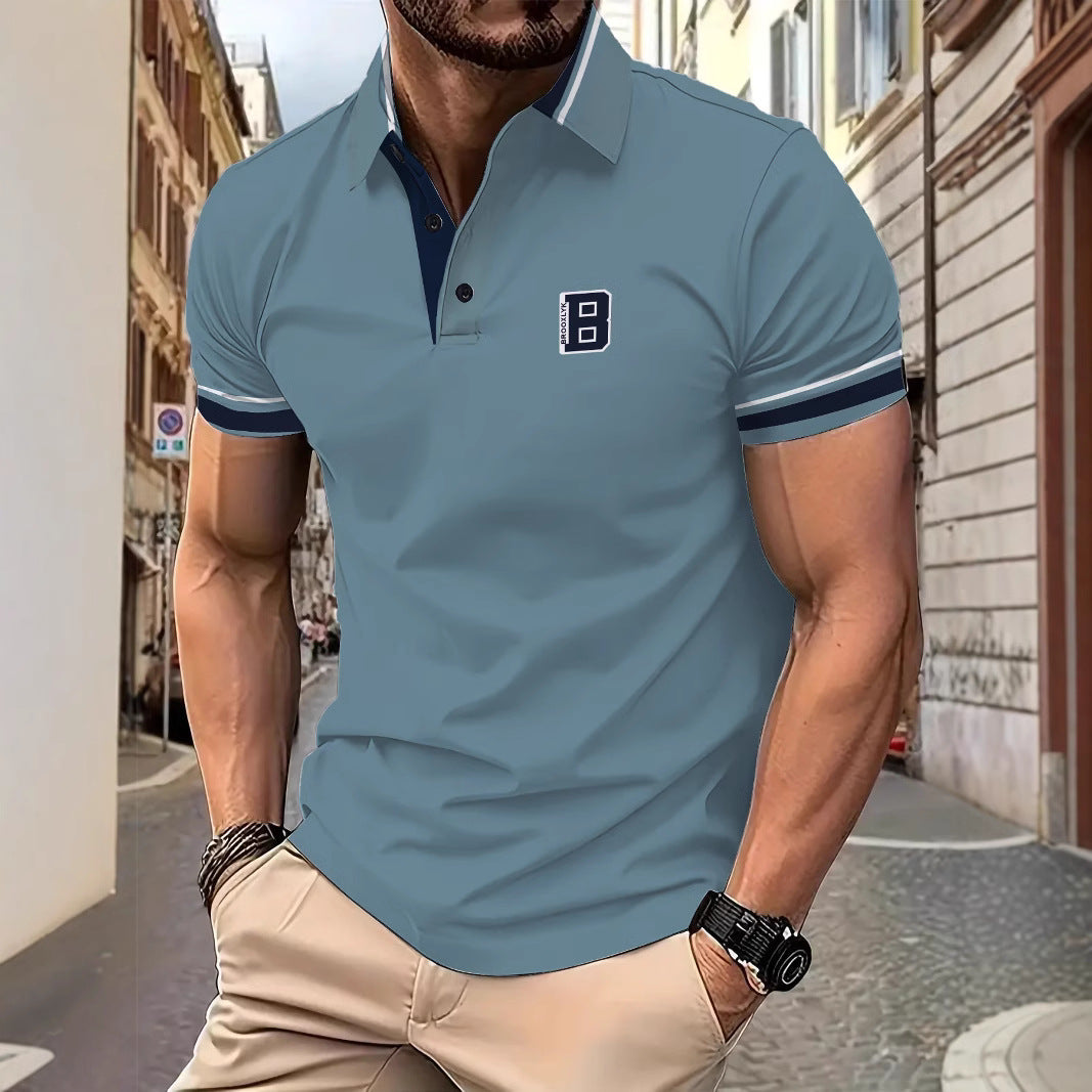 Herren Kurzarm Poloshirt mit modischen Kontrastdetails Aliams