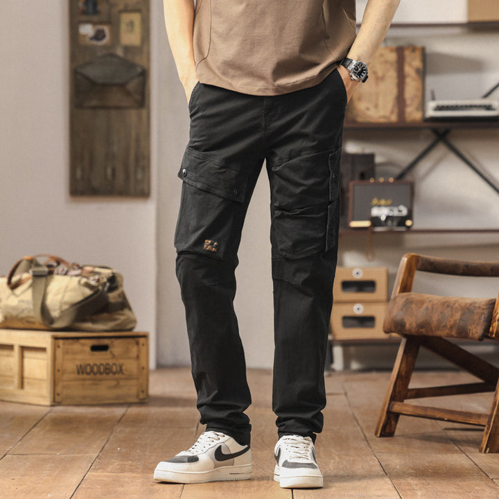 Herren robuste Cargo-Hose mit elastischem Bund und multifunktionalen Taschen Aliams