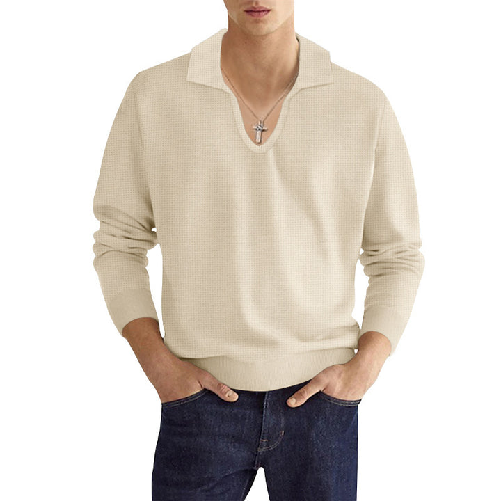 Herren Strickpullover mit modischem V-Ausschnitt und strukturiertem Design Aliams