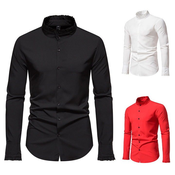Herren Elegantes Langarmhemd mit Rüschendetails Aliams