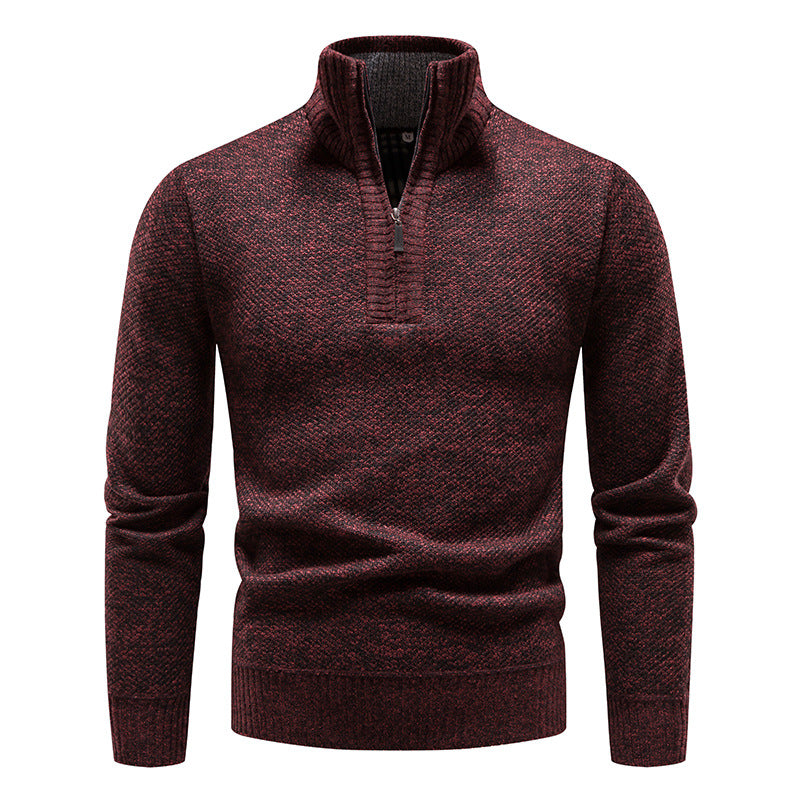 Herren eleganter Strickpullover mit modernem Stehkragen und Reißverschluss Aliams