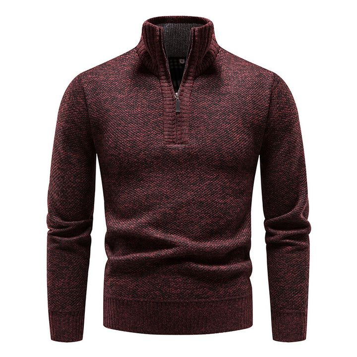 Herren eleganter Strickpullover mit modernem Stehkragen und Reißverschluss Aliams