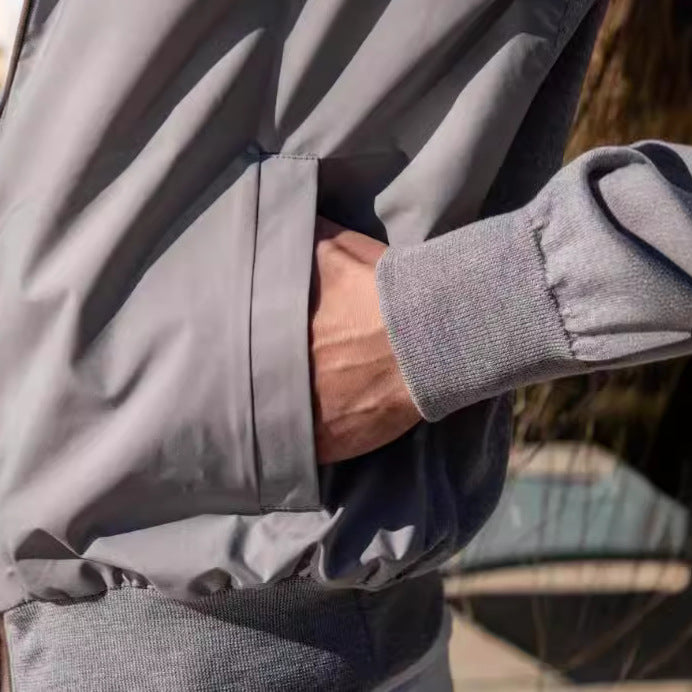Herren stylische Freizeitjacke mit hohem Kragen und praktischen Taschen Aliams
