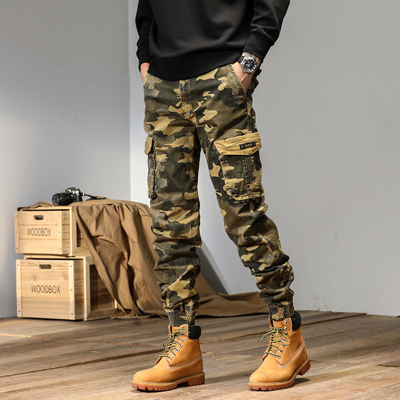 Herren Cargo-Hose mit Camouflage-Muster und praktischen Taschen Aliams