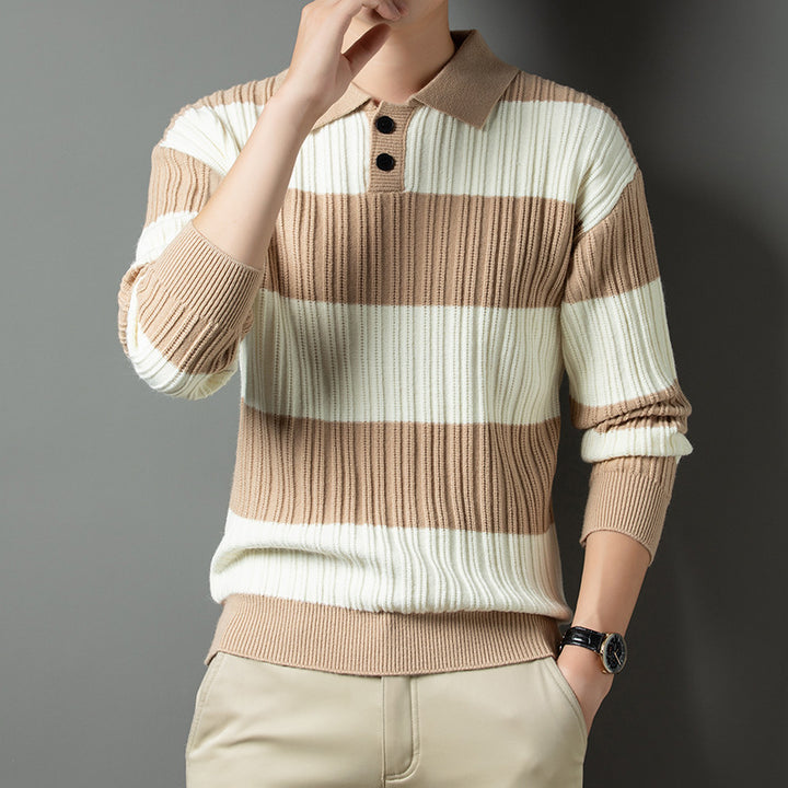 Herren Pullover aus strukturiertem Rippenstrick mit Polokragen Aliams