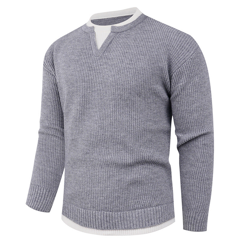 Herren Strickpullover mit V-Ausschnitt und feiner Struktur Aliams