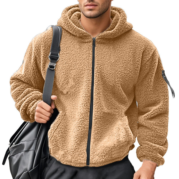 Herren weicher Fleece-Hoodie mit praktischem Reißverschluss und Kapuze Aliams
