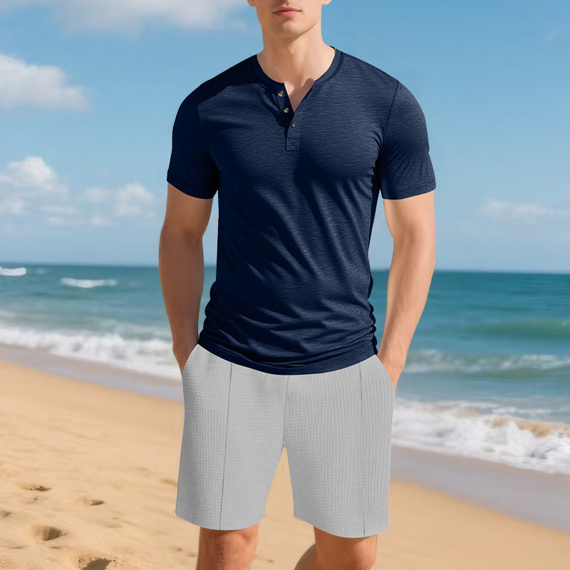 Herren Kurzarm-Hemd mit Knopfleiste Aliams