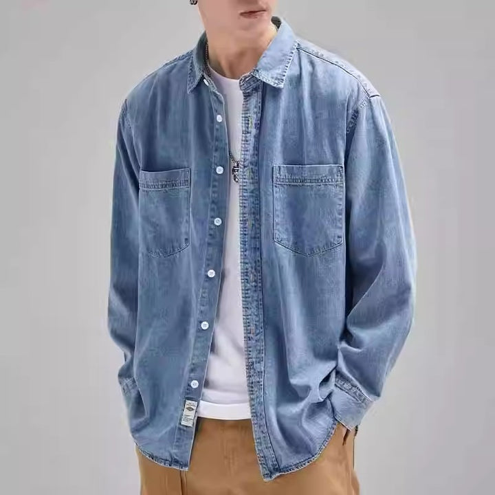 Herren Denim-Hemdjacke mit praktischen Brusttaschen Aliams