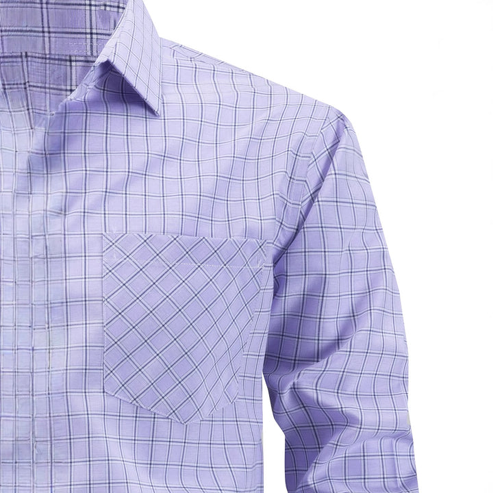 Herren kariertes Langarmhemd mit eleganter Passform und praktischer Brusttasche Aliams