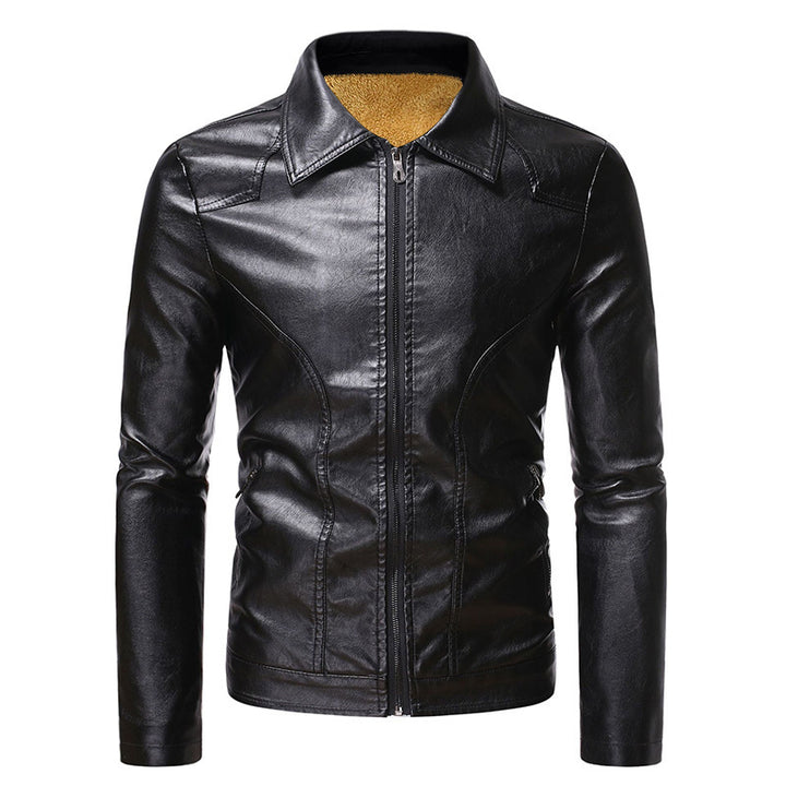 Herren Kunstlederjacke im eleganten Biker-Stil mit soften Innenfutter und praktischen Taschen Aliams
