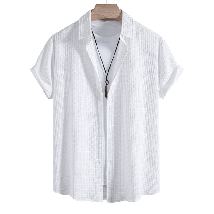 Herren Kurzarmhemd aus atmungsaktivem Strukturstoff mit eleganter Knopfleiste Aliams