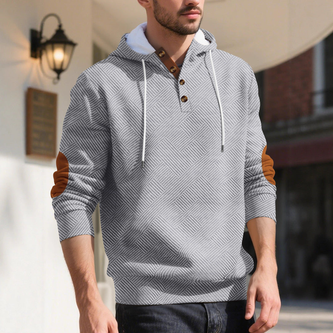 Herren Kapuzenpullover mit Knopfleiste und strukturiertem Design Aliams