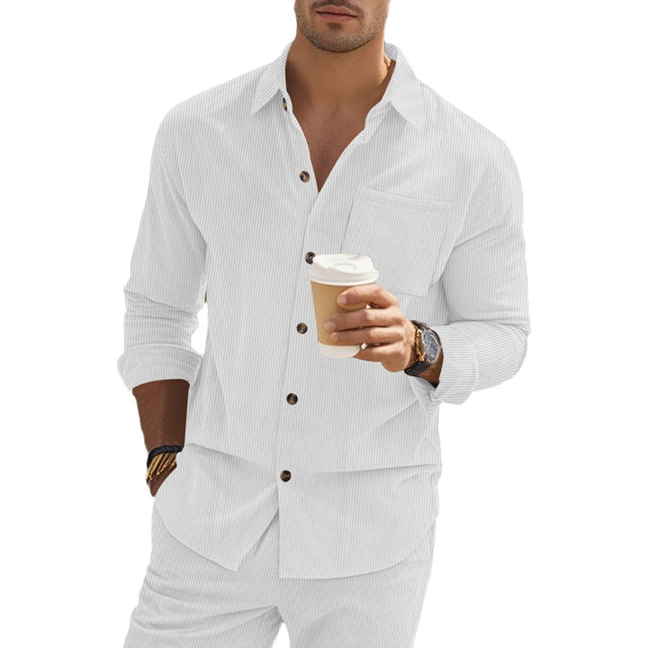 Herren gestreiftes Langarmhemd Aliams