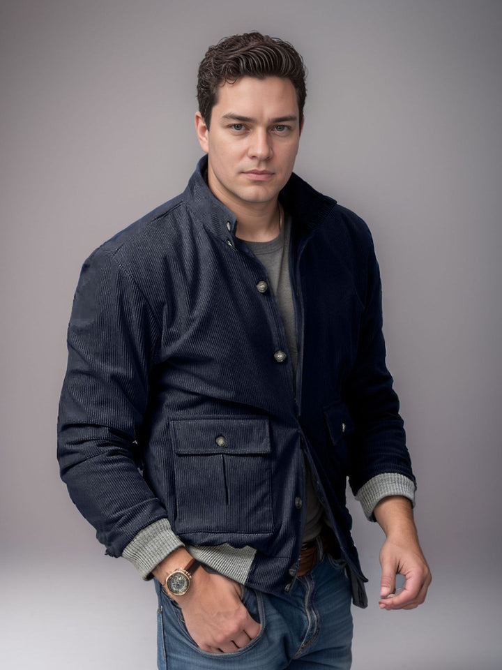 Herren sportliche Cordjacke mit praktischen Taschen und modernem Design Aliams