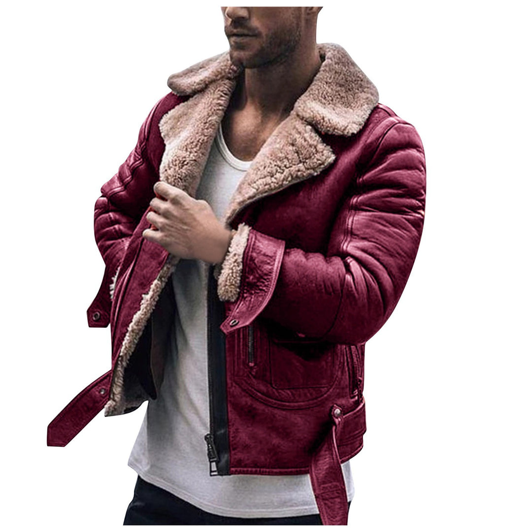 Herren Lederjacke mit schickem Kunstfellkragen Aliams