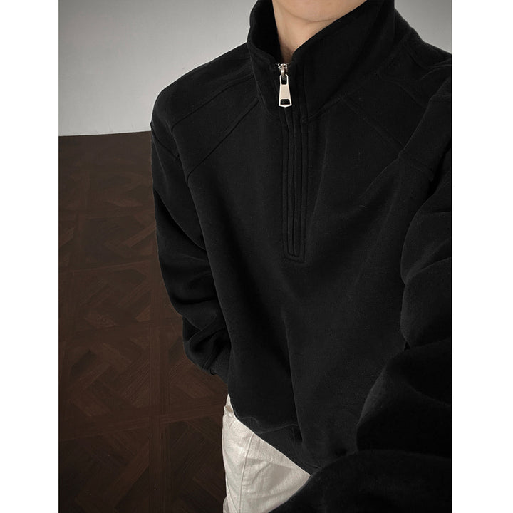 Herren Pullover mit modernem Stehkragen und Reißverschluss Aliams