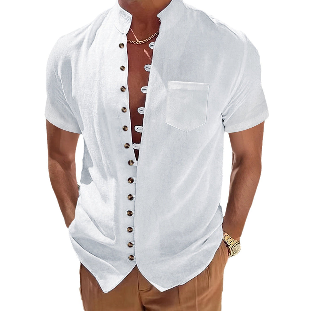 Herren Kurzarm Hemd mit modernem Knopfdesign Aliams