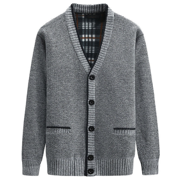 Herren stilvolle Strickjacke mit V-Ausschnitt und liebevollen Details Aliams