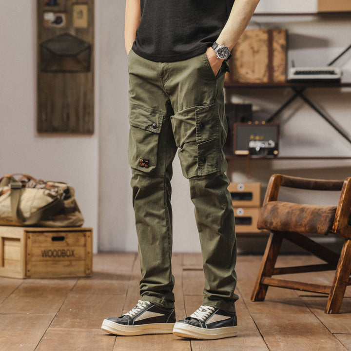 Herren robuste Cargo-Hose mit elastischem Bund und multifunktionalen Taschen Aliams