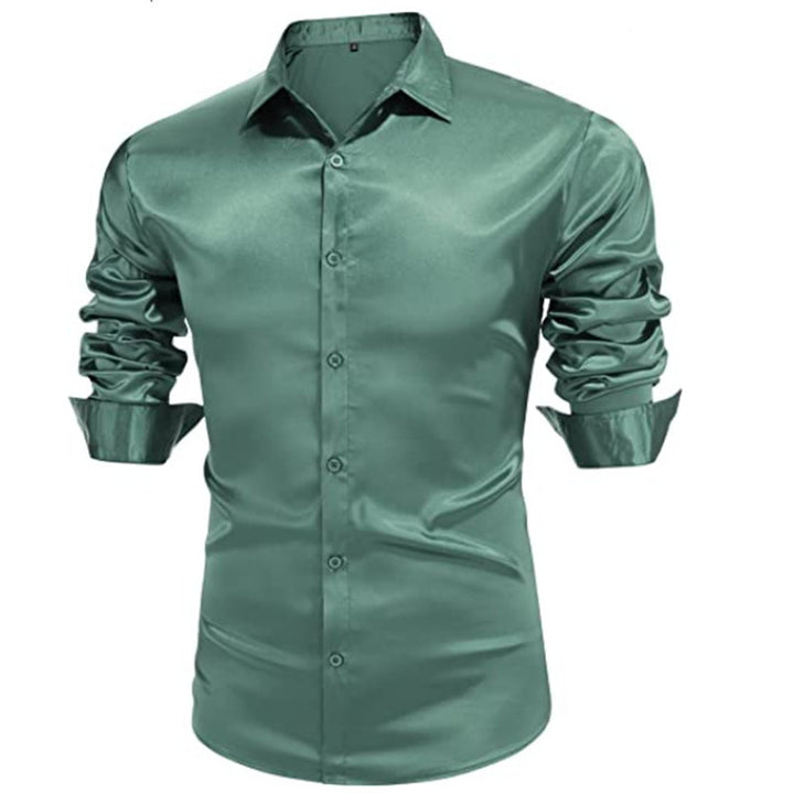 Herren Elegantes Satin Hemd Aliams